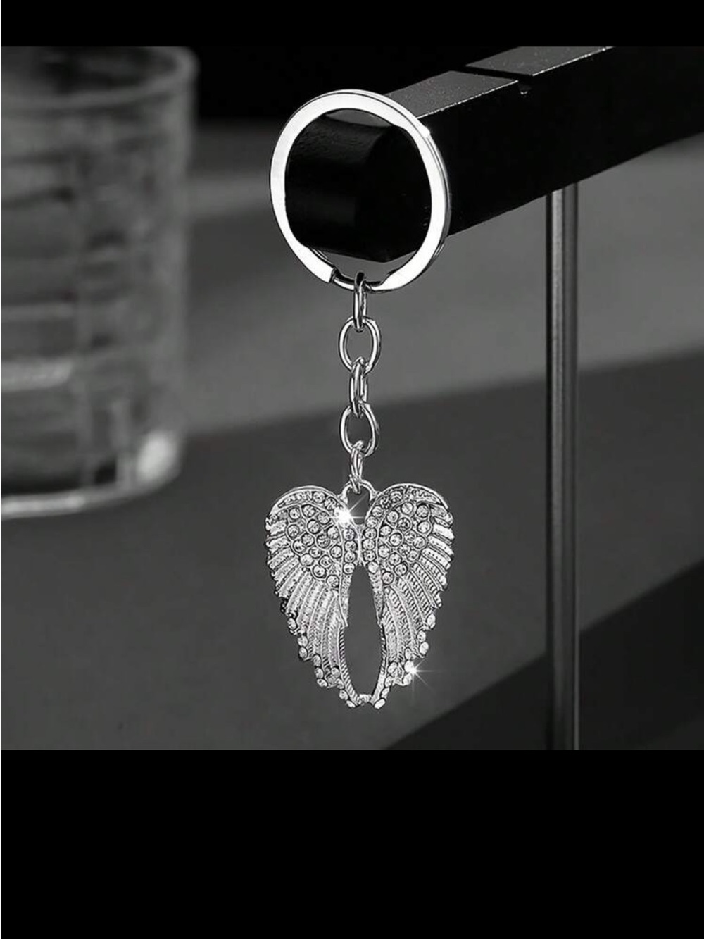 Silver Crystal Angel Wings Keychain/ bag charm - Picture 2 of 5